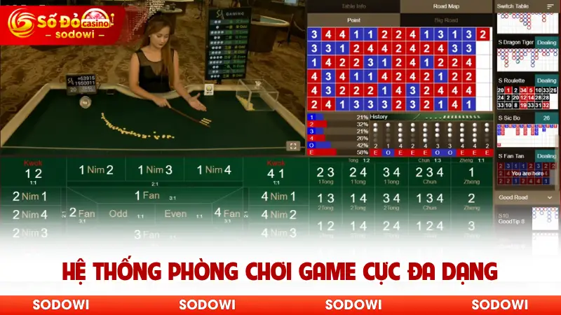 Fantan - Trải Nghiệm Dòng Game Hấp Dẫn Nhất Tại SODO 3 Hệ thống phòng chơi game cực đa dạng